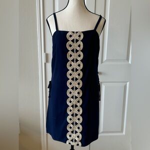 Lilly Pulitzer Navy Dress with Skort & Gold Trim size 4 LIKE NEW